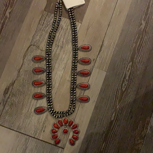 Red Squash Blossom Necklace