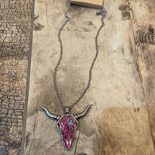 Sugar Skull Bullskull Necklace