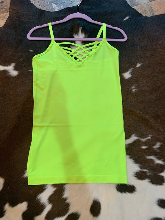 Neon Yellow Criss Cross Tank