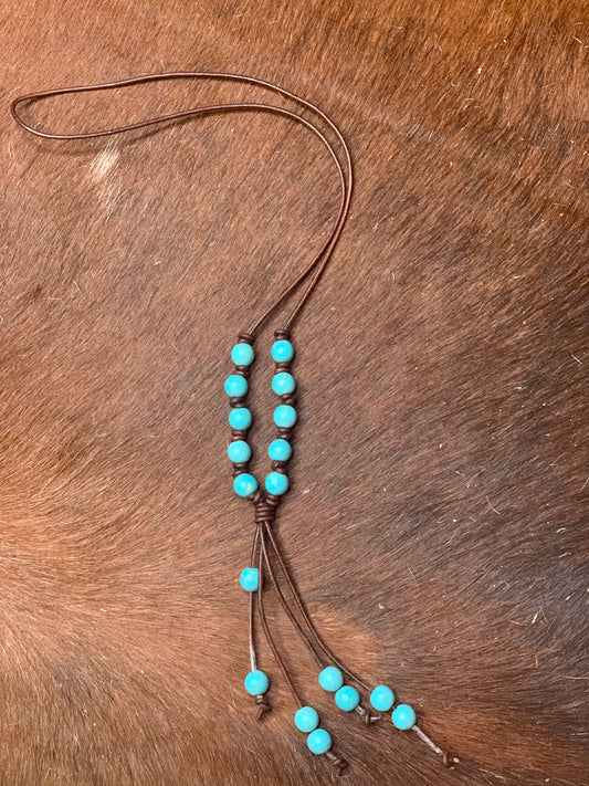 Turquoise & Leather Necklace